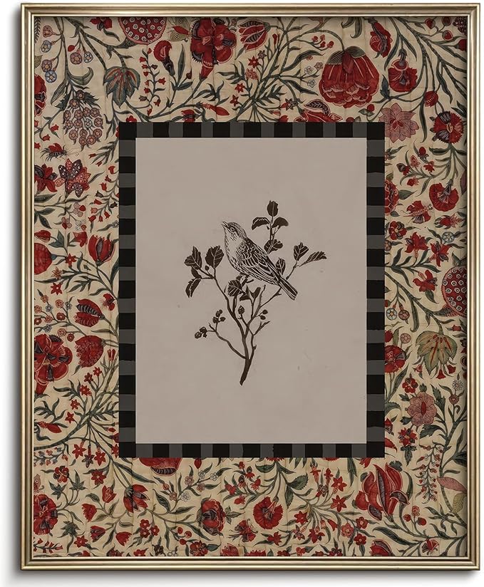 Vodefoad Vintage Botanical and Bird Print Wall Art Cottage Core Decor Floral Retro Wall Art Preppy Wall Decor - 8x10Inch Unframe