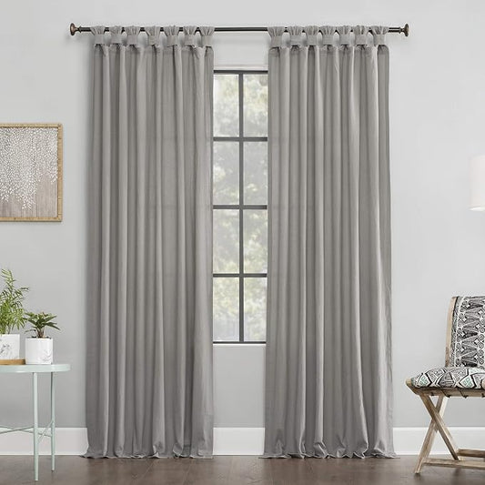 Archaeo Washed Cotton Twist Tab Curtain, 52" x 95", Silver Gray