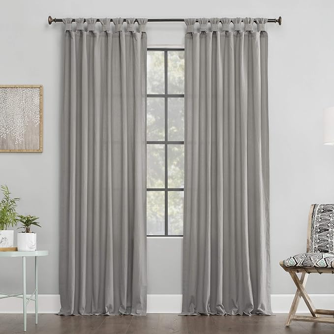 Archaeo Washed Cotton Twist Tab Curtain, 52" x 84", Silver Gray
