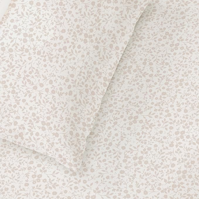 MakeMake Organics Organic Queen Fitted Sheet Set GOTS Certified Organic Cotton Fitted Sheet with Pillowcase Ultra Soft Non Toxic Breathable Hypoallergenic Colorful Neutral (Queen, Gardenia)