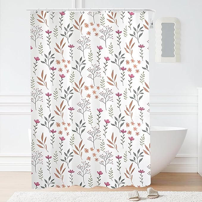 Plastic Shower Liner - Premium EVA 6G Thickened Shower Curtain Liner with Rustproof Grommets and 3 Weighted Magnets, Waterproof Shower Curtain for Bathroom(Bouquet, 72”*72”)
