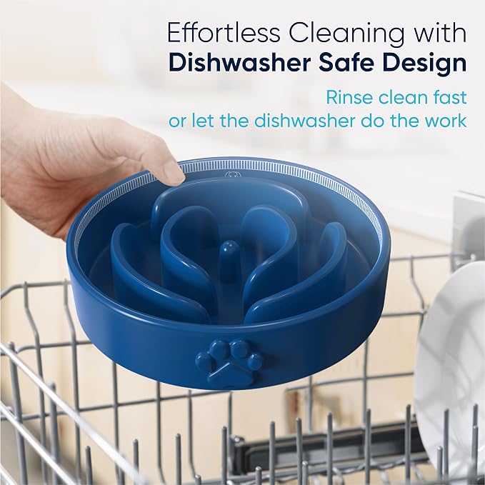 Slow Feeder Dog Bowls – 1.5-Cup Ceramic Dog Bowl Slow Feeder – Microwaveable Dog Slow Feeder for Small and Medium Dogs – Lead and BPA-Free Ceramic Pet Bowl – Pet Feeder for Fast Eaters