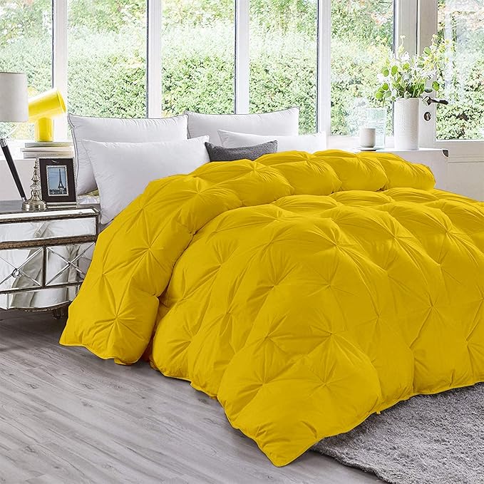 Hypoallergenic 1000-TC Pinch Pleated Down Alternative Comforter Twin Size 68 x 86 Inches 1pc Comforter & 2 pcs Pillow Covers, 700 GSM & All Side Corner Tabs 100% Egyptian Cotton