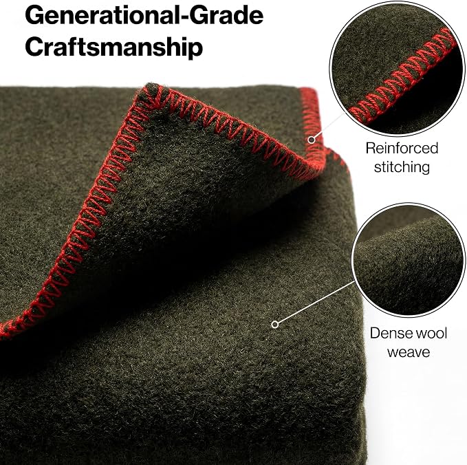 Whispering Winds 100% Wool Blanket, Premium King Size (108"x90") | Soft, Warm, Thick, Comfortable, For Bed, Couch, Home, Car, Camping, Outdoors, Survival
