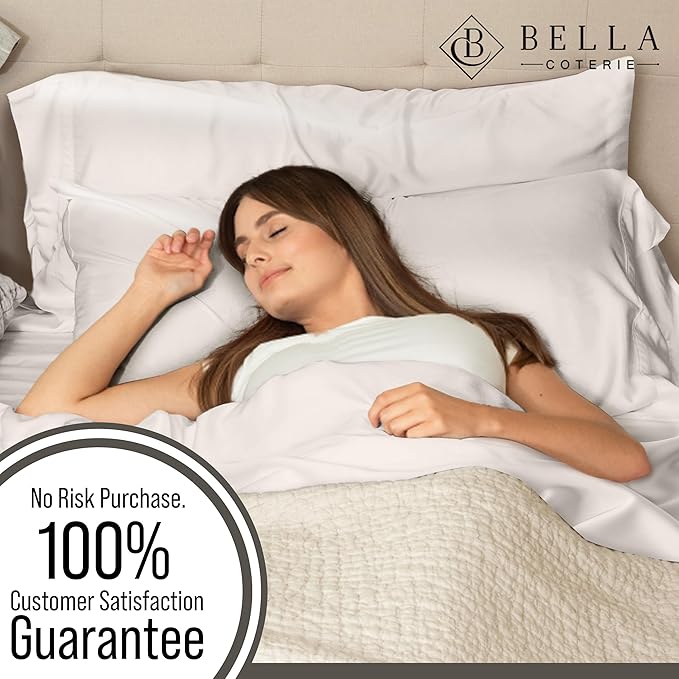 Bella Coterie | Luxury Bamboo Viscose Queen Size Pillowcase Set | 100% Organically Grown | Ultra Soft | Cooling | 2 Pcs [Vanilla Cream]