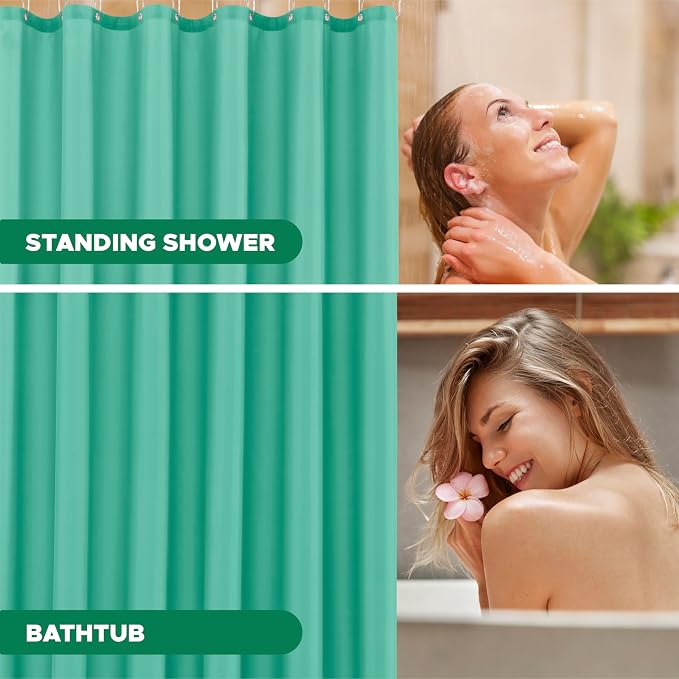 Biscaynebay Extra Long Fabric Shower Curtain Liners 72" Width by 84" Length, Teal Bathroom Curtains, Water Resistant Rust Resistant Grommets Top Weighted Bottom Machine Washable