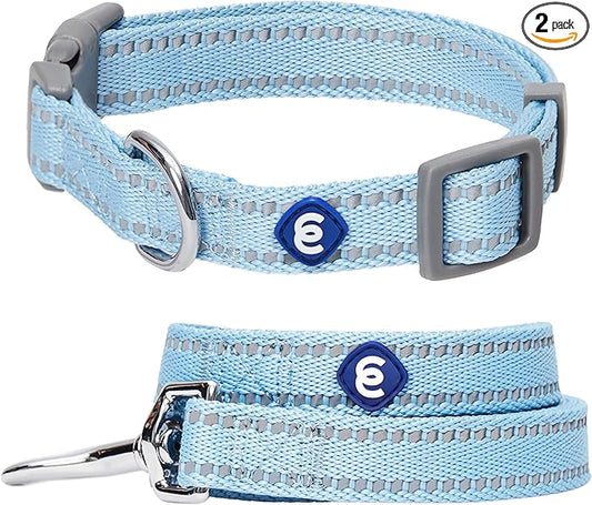 Blueberry Pet Dog Leash & Collar Set - Puppy Essentials, Gentle Leader for Dogs, Adjustable for Small Dogs, Reflective Safe Walking Gear, Fashion for Girl Dog Owners, Heavy Duty Leashes