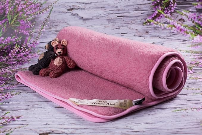 Merino Wool Blanket Throw Bed Natural Bed Blanket (79"x79" - 200x200cm, Pink)