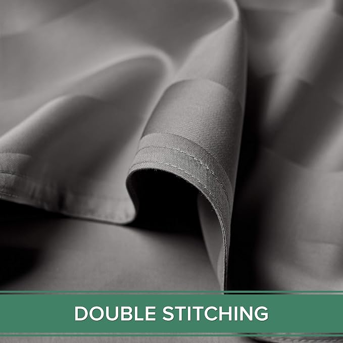 Pure Bamboo Split King Sheets, Genuine 100% Organic Viscose Derived from Bamboo Bed Sheet Set, Soft & Cooling, Double Stitching, 2 Fitted Sheets (Split King, Jacquard Stone)