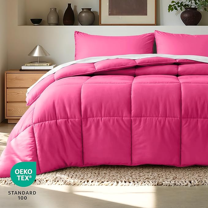 Bare Home Kids Comforter Set - Twin/Twin Extra Long Size - Ultra-Soft - Goose Down Alternative - Premium 1800 Series - All Season Warmth (Twin/Twin XL, Pink)