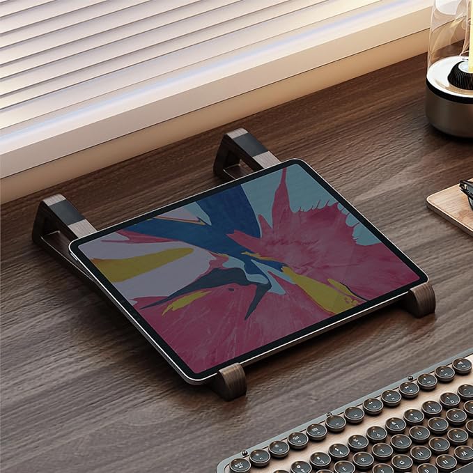 Bamboo Laptop Stand for Desk – Ergonomic, Space-Saving, Lightweight Stand for Laptops, iPads, and Tablets (Brown)