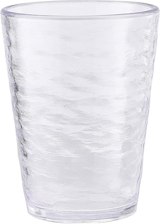 KLIFA- RIPPLE- 16 ounce, Set of 4, Acrylic Tumbler Drinking Glasses Cups, BPA-Free, Stackable Plastic Drinkware, Dishwasher Safe, Clear