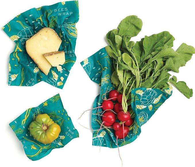 Bee's Wrap Ocean Conservation Set - Beeswax Food Wraps Bundle Includes 1 Bread Wrap, 1 Cut to Size Roll & 3 Assorted Wraps - Made in the USA Beeswax Reusable Wraps for Food