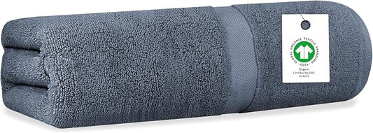 Organic Cotton Luxuriously Plush Bath Sheet | GOTS & Oeko-TEX Certified | Premium Hotel Quality Towels | Feather Touch Technology| 650 GSM Long Staple|Soft, Quick Dry & Ultra-Absorbent 36"x70"