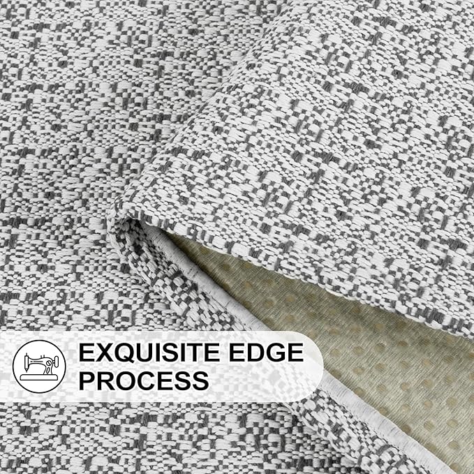 Collive Long Runners Rug for Hallways 2.6x10 Washable Kitchen Runner Rugs Non-Slip Rubber Backed Boho Hallway Runner Rug Gray Braided Farmhouse Carpet Floor Runner for Hall Bedroom Entryway