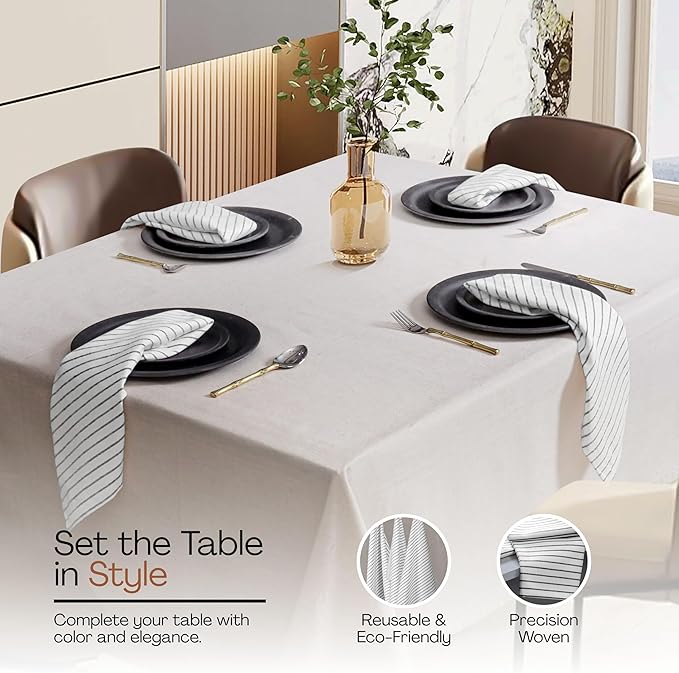 Multi Pack Stripe Napkins Set of 12, 18x18 Inch, 100% Cotton, Classic Striped Durable Table Linen for Dinners, Wedding, Reusable and Washable for Everyday Dining - Beige, Rust, Black