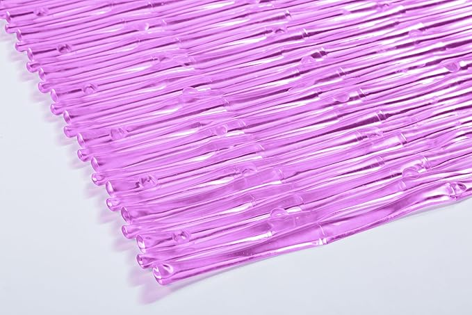 "Bamboo Non-Slip Bath Tub Mat - Non-Toxic - Safe, Clean, Machine-Washable, Superior Grip & Drainage - Non-Slip Bath Mat - Vinyl - for Smooth/Non-Textured Tubs Only - Transparent Pink