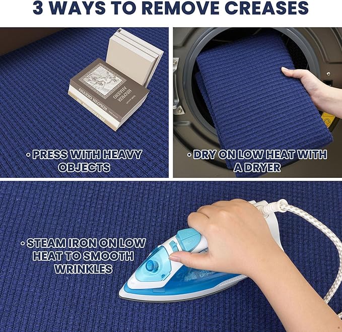 EARTHALL Woven Runner Rug 3x8 Ft Washable Runners for Hallways Wide Non Slip Rubber Backed Kitchen Runner Braided Indoor Floor Carpet for Entryway, Hallway, Kitchen, Bedroom, Royal Blue/Navy