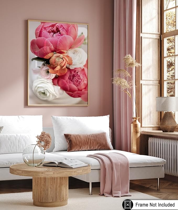 Monem Art Pink Peony Floral Macro Photography Print - Romantic Flower Art Poster - Wall Decor for Living Room, Bedroom or Office - 18x24 Unframed Wall Art by Mareike Bohmer