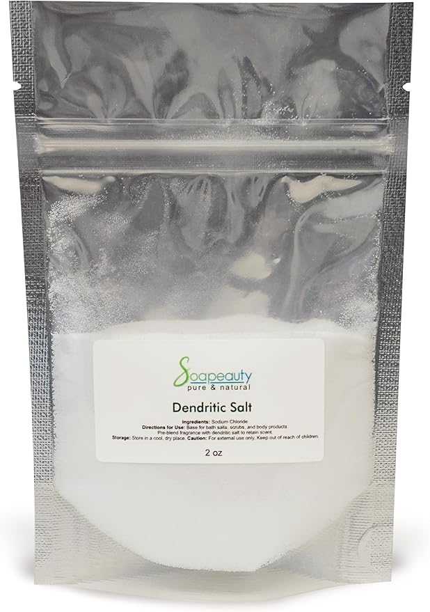 Soapeauty Dendritic Salt | Premium Fine Grain Bath and Body Salt for Scrubs, Exfoliants, and Milk Baths | High Absorption for Fragrance Oils and Essential Oils | 2 oz