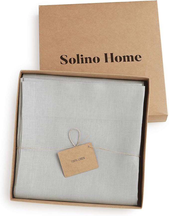 Solino Home Soft Grey Linen Curtain 120 Inches Long, Light Filtering Rod Pocket Curtain 52 x 120 Inch, 100% Pure Linen European Flax Window Treatment for Living Room, Bedroom - 1 Panel