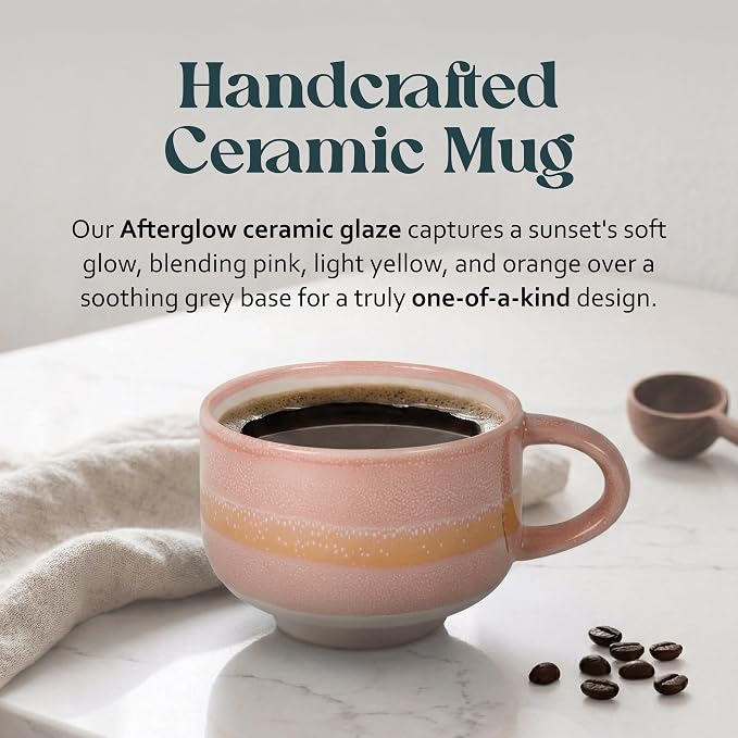 NOVA CERAMICS Ceramic Mug - Large Coffee Mug with Handle - 16 oz coffee cups - Microwave & Dishwasher Safe - Gifts For Women Men Him Her - 16oz - Afterglow