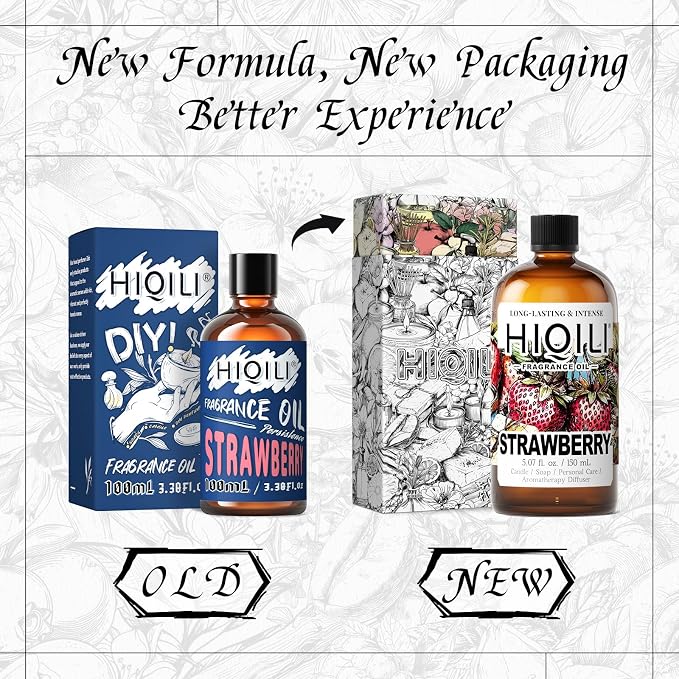 HIQILI Strawberry Fragrance Oil, DIY Fruity Scent Perfume - 5.07 Fl Oz | Suitable for Diffuser Use, Great for Candle, Soap, Body Butter Making, Long-Lasting Aroma, Graduated Dropper Included