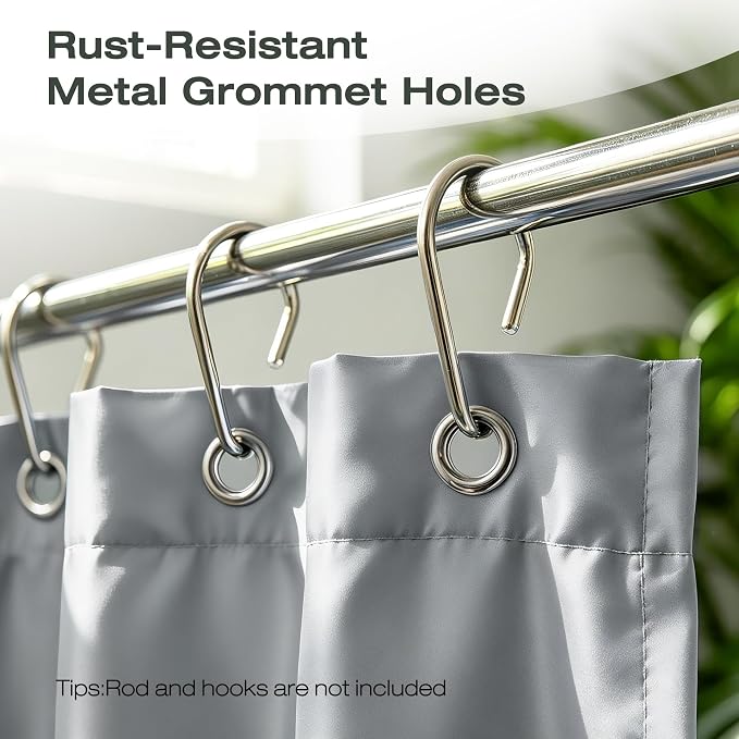 Gray Waterproof Shower Curtain Liner 70x74 Inches - Thick Polyester Fabric with Weighted Bottom, Heavy Duty Bathroom Liner for Shower Stall or Tub, Machine Washable