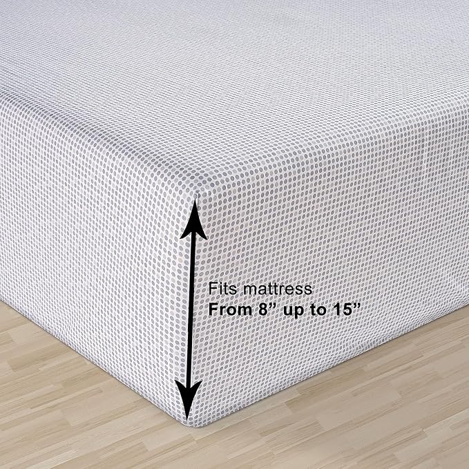 LANE LINEN King Fitted Sheet, 100% Organic Cotton, 3-Piece Set (1 Fitted Sheet,2 Pillowcases), Percale Weave, Ultra Soft, Breathable,Fits Mattress Upto 15" Deep - Polka Dot (No Flat Sheet)