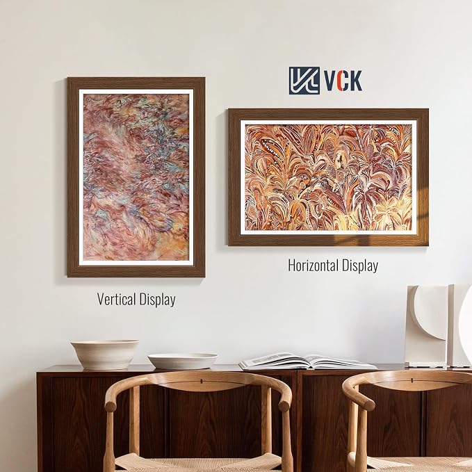 VCK 12x18 Picture Frames Brown 3 Pack, Wide Border Wood, Tempered Glass, Display 11x17 Photo with Mat or 12 x 18 without, for Home, Office, Gallery, Woodgrain Series, Wall Hanging