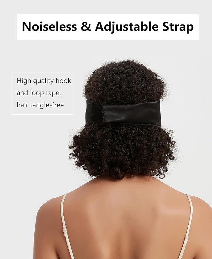 ALASKA BEAR Wraparound Style Silk Eye Mask, Big Wide Headband and Large Coverage Sleeping Mask, No Side Buckles, Strapless(Silent Night)