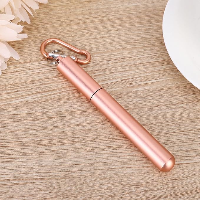 FTVOGUE Collapsible Stainless Steel Straw with Travel Case and Cleaning Brush for Tumblers Cups Smoothies Milkshakes Juice (Pink)