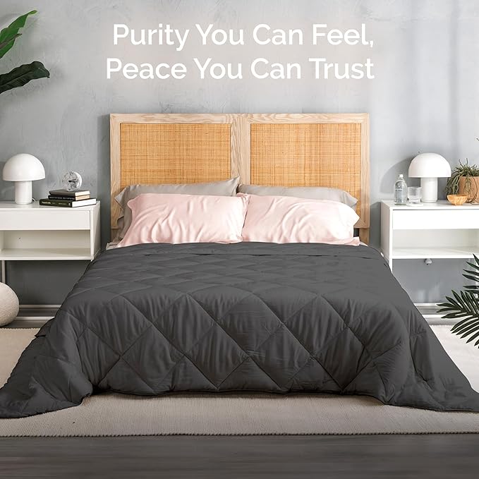 Cooling Comforter Oversized King – Lightweight All Season Down Alternative Duvet Insert, Hypoallergenic Plush Fill, 100% Viscose from Bamboo Cover - Charcoal, 116"x 98"