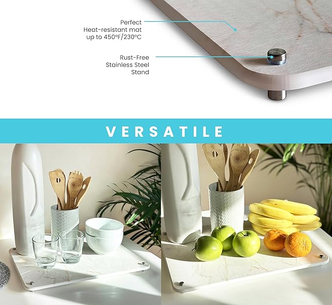 Generic Stone Drying Mat for Kitchen Counter Marble Pattern, 14x18 Inches, Diatomaceous Earth, Medium-Large, White