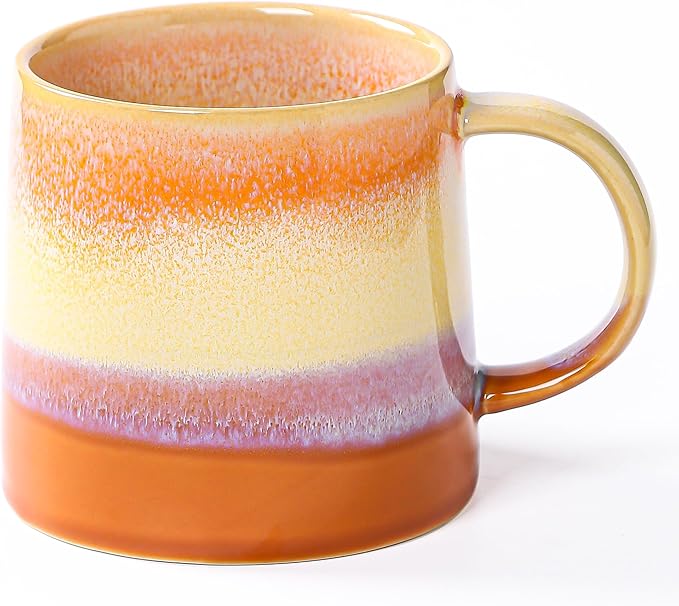 Large Ceramic Coffee Mugs, 20 oz Handmade Pottery Mug, Big Tea Cups with Handle for Office and Home, Dishwasher and Microwave Safe (Orange)