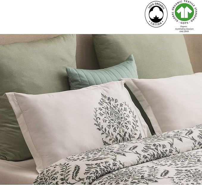 A1HC Trellis Reversible Print Organic Cotton Pillowcase (Set of 2) | GOTS Certified Organic Cotton Pillowcase |Wrinkle Resistant| Long Staple Cotton| 21" x 30"