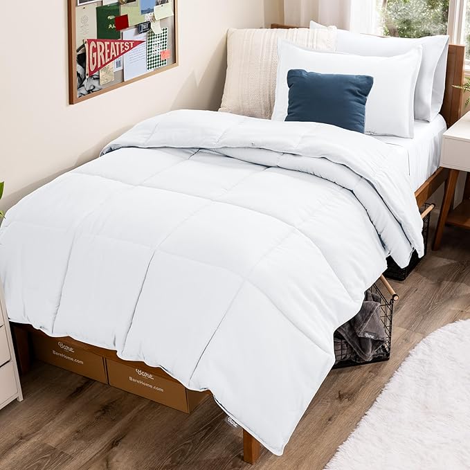 Bare Home Comforter Set - Ultra-Soft - Goose Down Alternative - Premium 1800 Series - All Season Warmth (Twin/Twin XL, White)