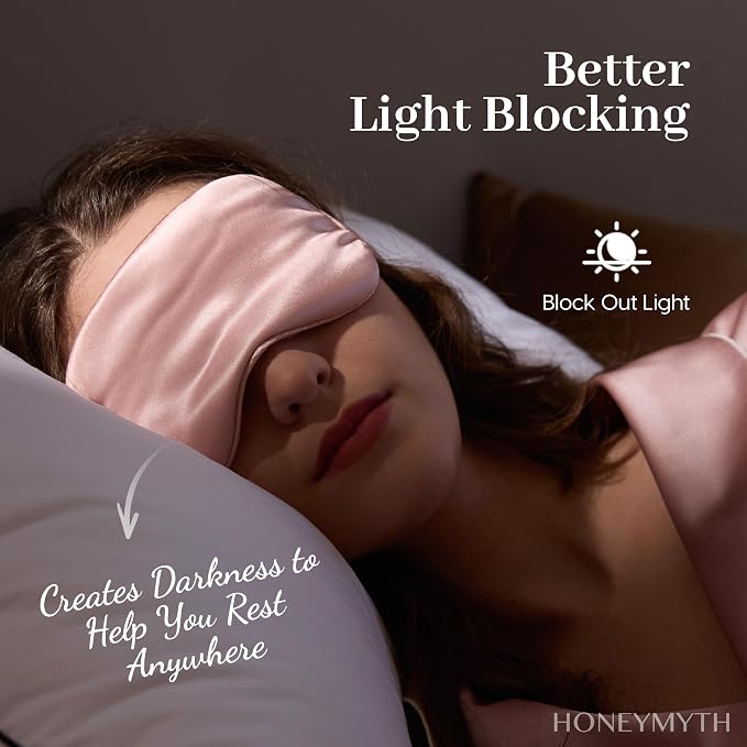 100% Mulberry Silk Sleep Mask,22 Momme, Double-Sided 6A Grade Silk Eye Mask for Sleeping, Adjustable Strap, Ultra-Soft, Breathable & Full Blackout