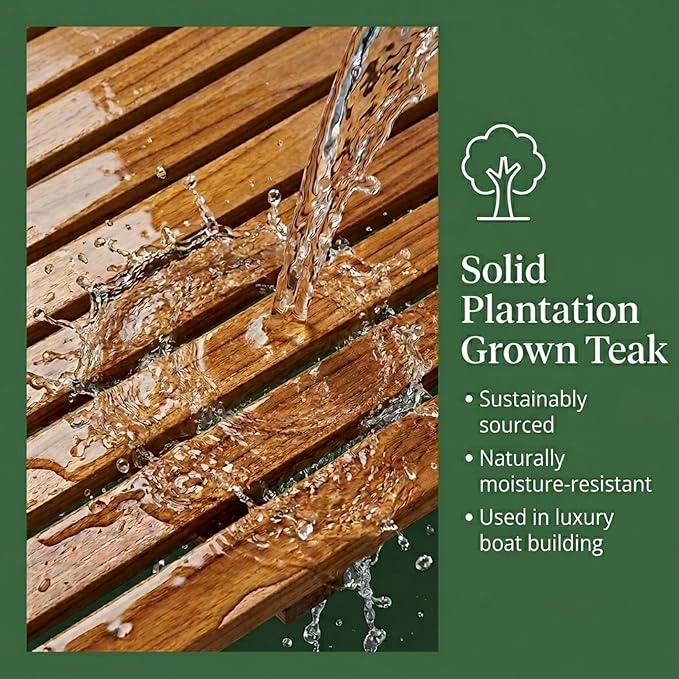 DecoTeak, Teak Shower Mat, Wood, Teak Shower Mat for Inside Shower, 23 inch x 15 inch, in Natural Color