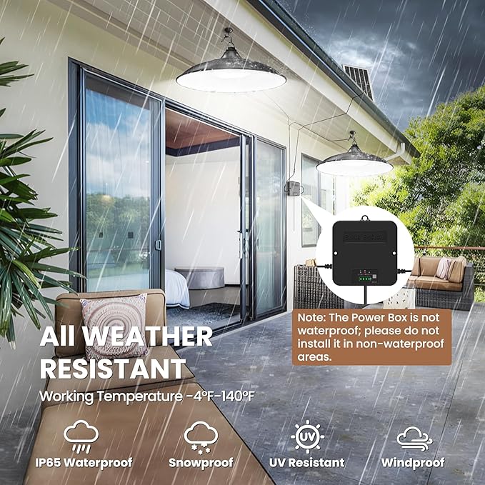 Solar Shed Light Indoor Outdoor, Dual Lamp 2000LM Daytime Available Pendant Light with Pull String, Dusk to Dawn, 3 Lighting Modes Solar Lights Indoor, Waterproof for Barn, Gazebo, Shop, Garage