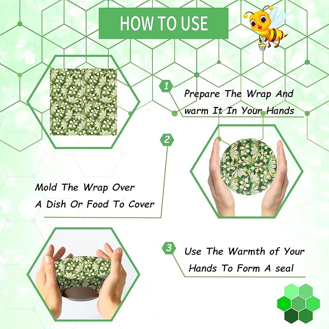 Reusable Beeswax Wrap, 11 Pack Eco-Friendly Beeswax Wraps For Food, Organic, Sustainable, Biodegradable, Zero Waste, Plastic-Free Food Storage (Flowers and Leaves)