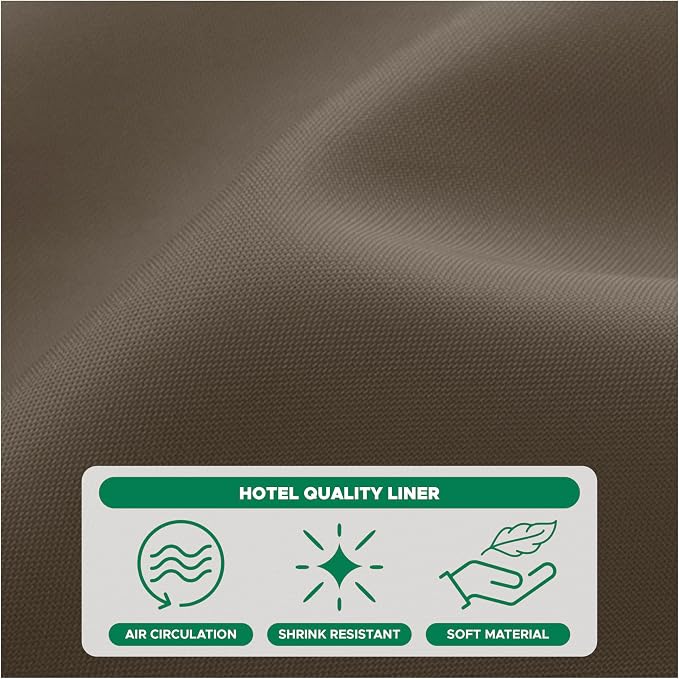Biscaynebay Hotel Quality Fabric Shower Curtain Liners 72 Inch Width by 84 Inch Length, Taupe Water Resistant Bathroom Curtains, Rust Resistant Grommets Top Weighted Bottom Machine Washable