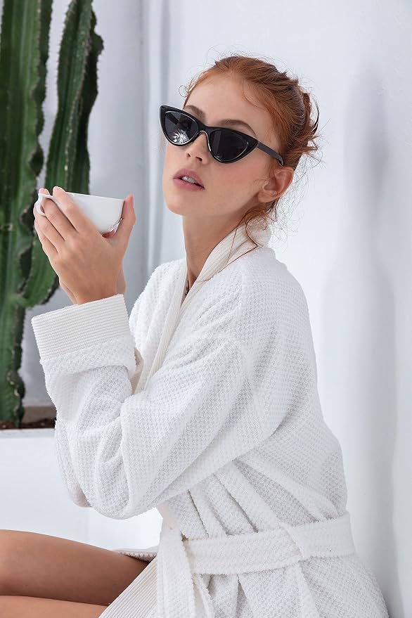 SEYANTE Turkish Cotton Bathrobe for Women - Organic GOTS Certified Terry Hooded Kimono Robe - Spa Quality Women's Cotton Robe
