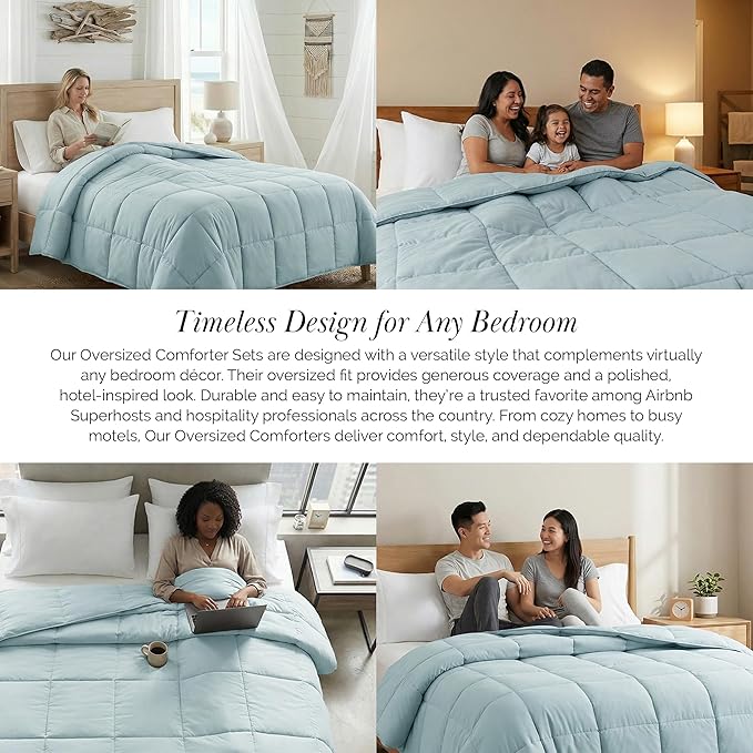 Southshore Fine Living, Inc. Twin Comforter Set, Down-Alternative Blue Comforters/Bedspreads Twin/XL Bedding, Soft, Fluffy and Cozy, Machine Washable, Pet Hair Resistant Bedding, Sky Blue