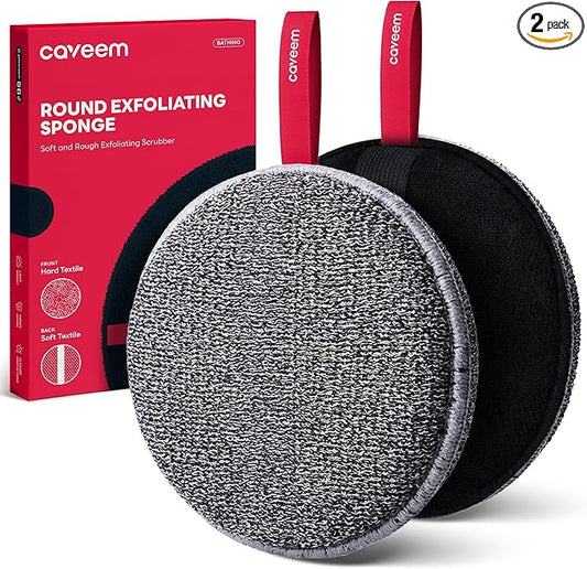 Caveem Exfoliating Body Scrubber, Bath and Body Scrub Buffer, Body Exfoliator for Remove Dead Skin, Gentle and Rough Lightweight Sponge for Shower (2 Pack)