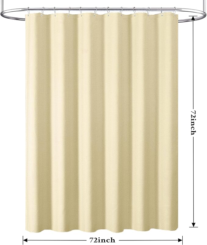 Tititex Solid Beige Cloth Fabric Shower Curtain Liner with 2 Magnets - Texture Soft Hotel Quality Waterproof Shower Liner, Light-Weight & Machine Washable 72x72 inch