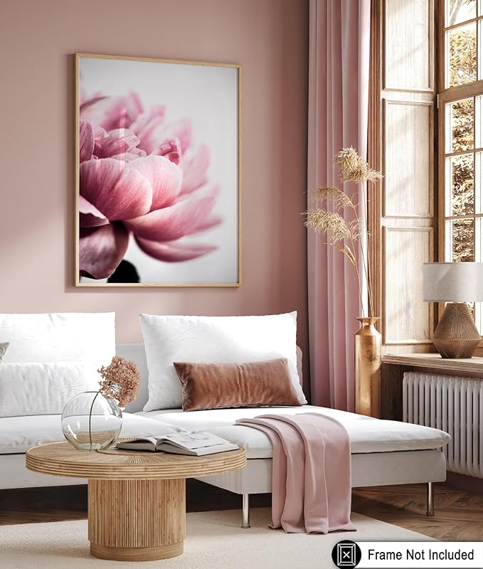 Monem Art Pink Peony Macro Photography Print - Minimalist Floral Art Poster - Wall Decor for Living Room, Bedroom or Office - 16x20 Unframed Wall Art by Mareike Bohmer