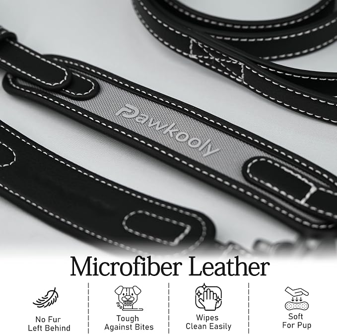 MagEase Dog Collar with 4FT Leash | Adjustable | Anti-Wrinkle, Bite & Stain-Resistant Leather | Soft & Skin-Friendly | 450LB Escape-Proof Magnetic Buckle (Black, Extra Large)