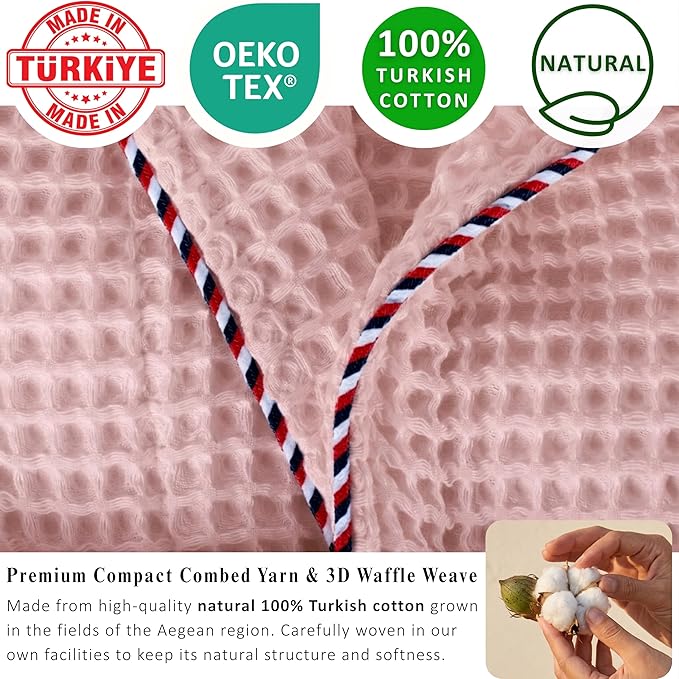 PÜSKÜL Luxury Waffle Robe for Women & Men - Natural 100% Turkish Cotton Bathrobe - Housecoat Womens & Housecoat Mens