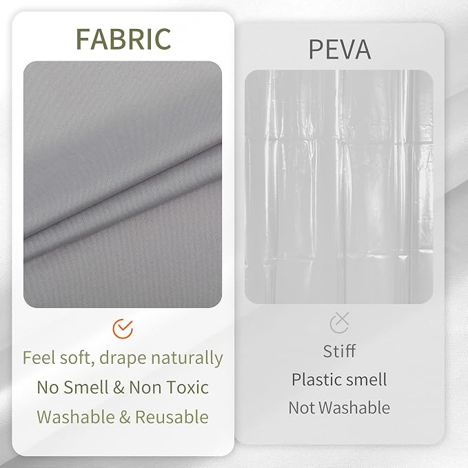 ALYVIA SPRING Long Fabric Shower Curtain Liner Waterproof - 72" x 78", Soft & Lightweight Long Shower Curtain with 3 Magnets, Machine Washable - 72x78, Grey